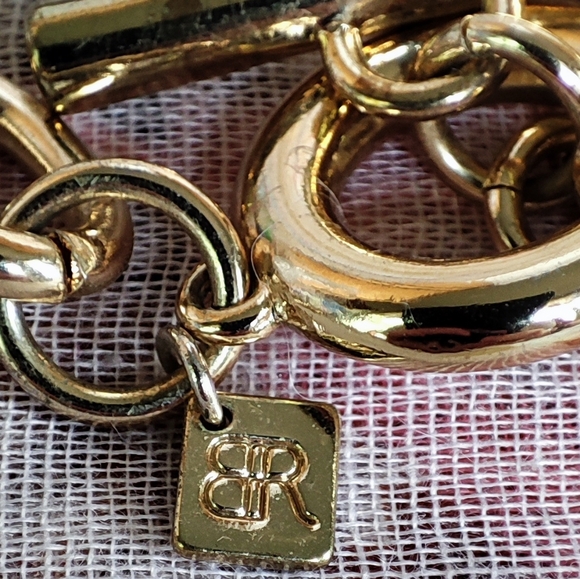 Banana Republic BR Small Navy Blue Micro Cabochon Link Chain Necklace Gold Tone - Picture 6 of 6